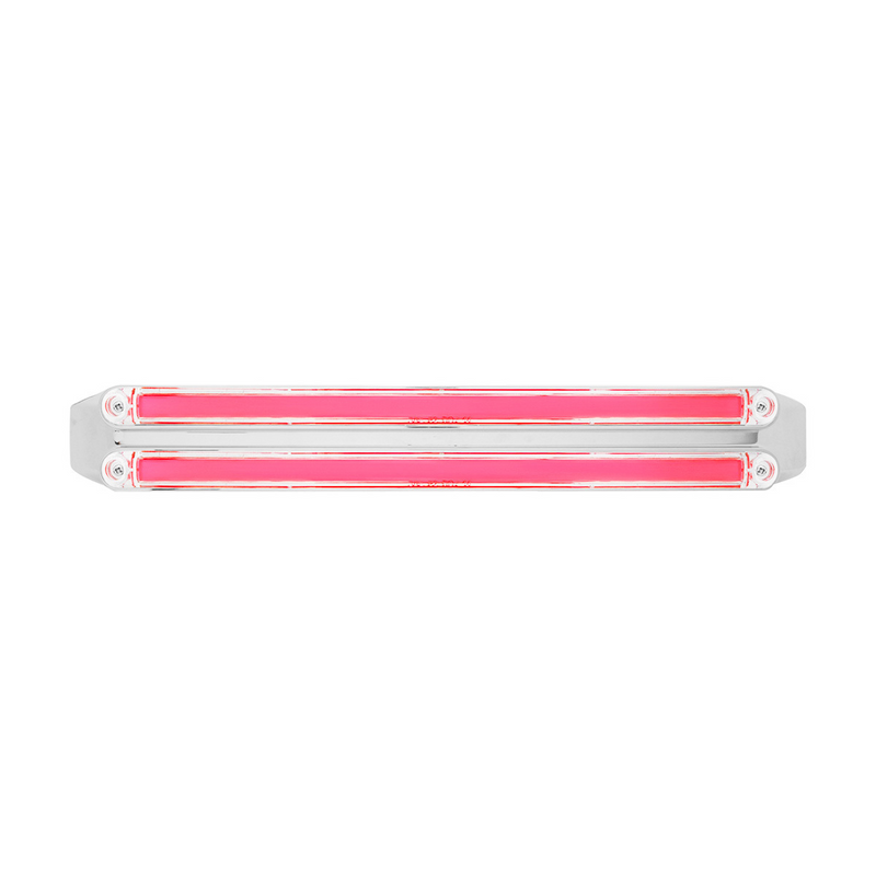 Dual 24 LED Dual Function 12" GloLight Bar With Bezel - Red LED/Clear Lens