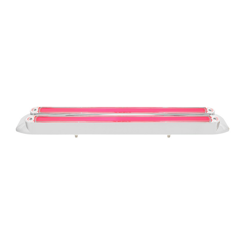 Dual 24 LED Dual Function 12" GloLight Bar With Bezel - Red LED/Clear Lens