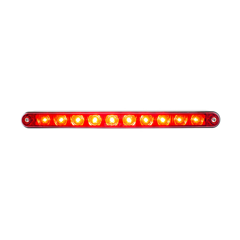 UP-32778 10 LED 9" Split Turn Function Light Bar With Bezel - Red LED/Red Lens
