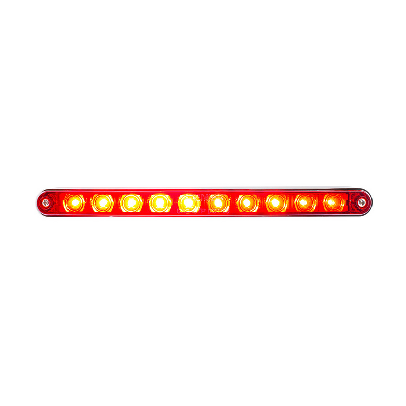 UP-32778 10 LED 9" Split Turn Function Light Bar With Bezel - Red LED/Red Lens