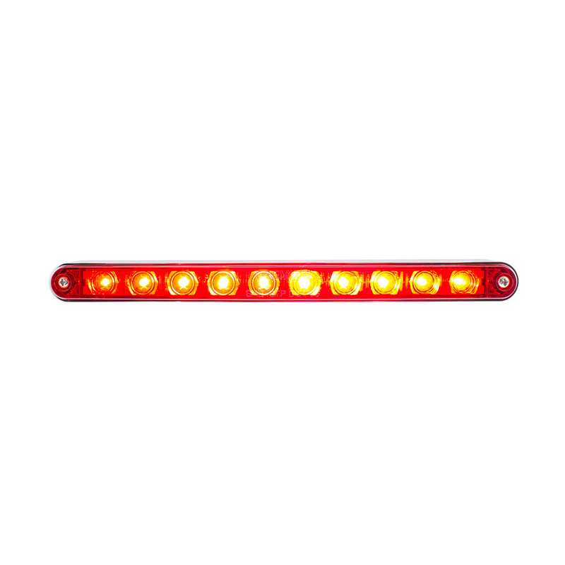UP-32778 10 LED 9" Split Turn Function Light Bar With Bezel - Red LED/Red Lens