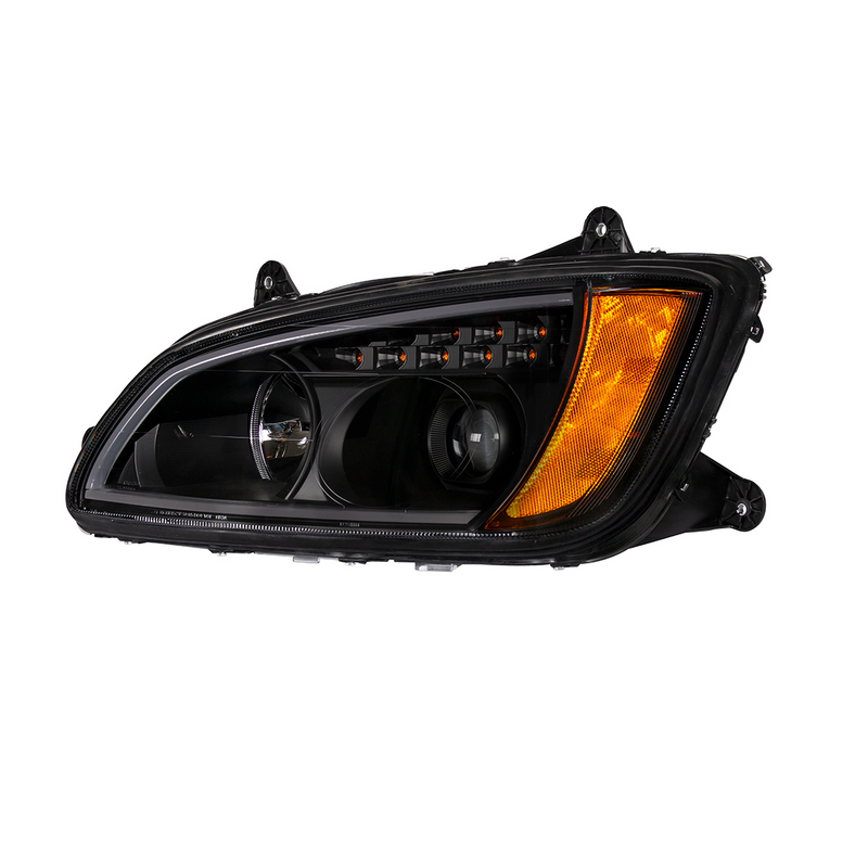 Blackout Projection Headlight With LED Turn Signal & Position Light For 2008-2017 Kenworth T660 - Driver