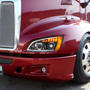 Black Full LED Projection Headlight With Turn Signal & Position Light Bar For 2008-2017 Kenworth T660 - Driver