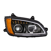 Black Full LED Projection Headlight With Turn Signal & Position Light Bar For 2008-2017 Kenworth T660 - Passenger
