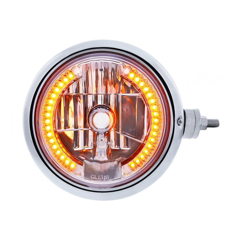 Conjunto de faros delanteros estilo Chrome Guide 682-C con lente de cristal y luz de posición de 34 LED - R/H (montaje horizontal)