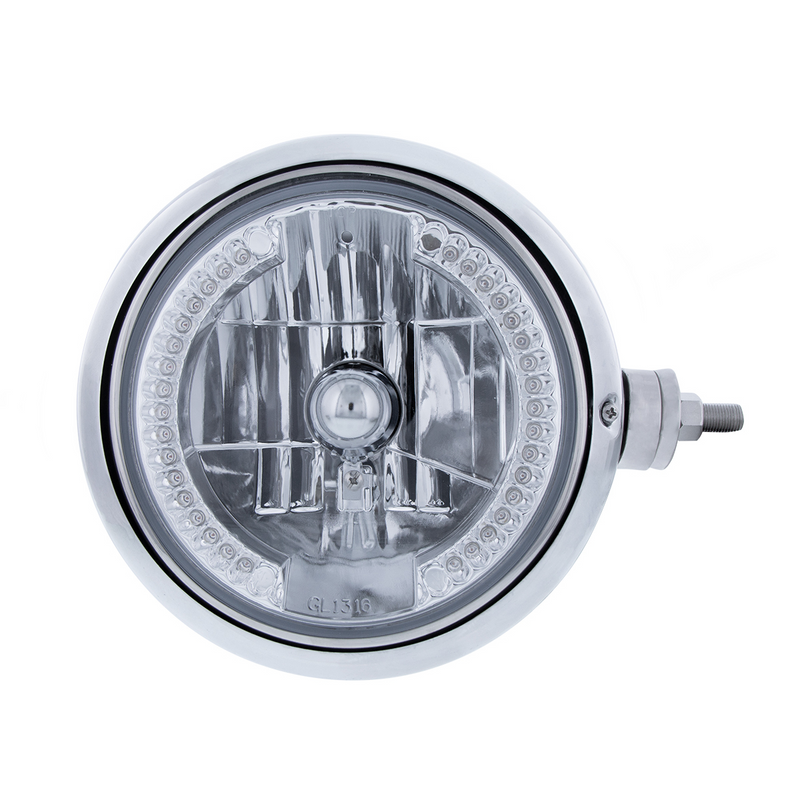 Conjunto de faros delanteros estilo Chrome Guide 682-C con lente de cristal y luz de posición de 34 LED - R/H (montaje horizontal)