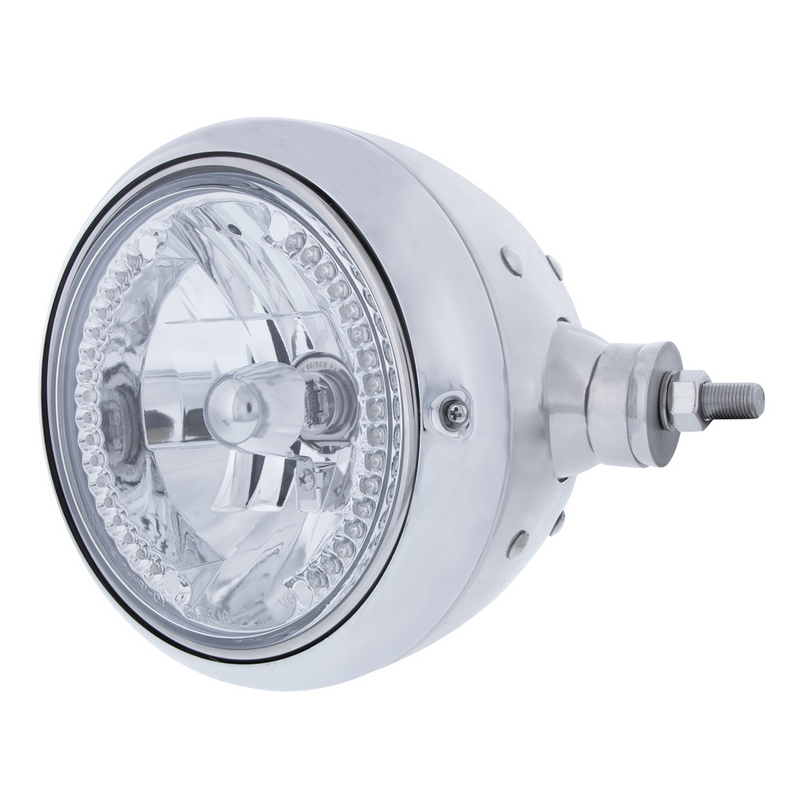 Conjunto de faros delanteros estilo Chrome Guide 682-C con lente de cristal y luz de posición de 34 LED - R/H (montaje horizontal)