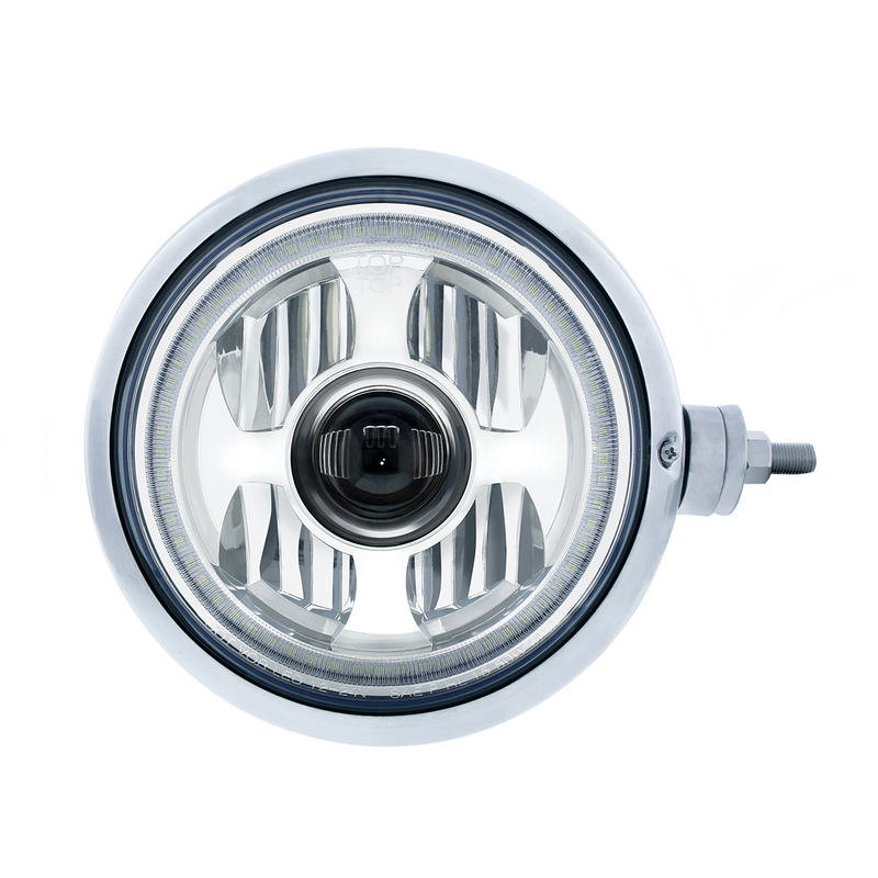 Chrome Guide 682-C Style Headlight Assembly W/LED Headlight & Dual Color Position Light - R/H (Horizontal Moun
