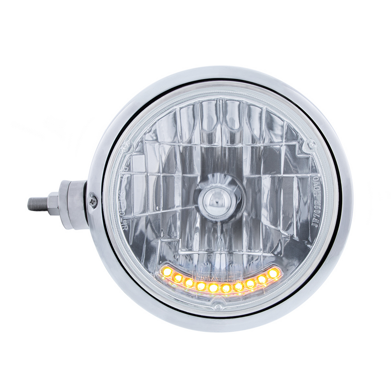 SS Guide 682-C Style Headlight Assembly W/Crystal Lens & 10 LEDs Position Light - L/H (Horizontal Mount)