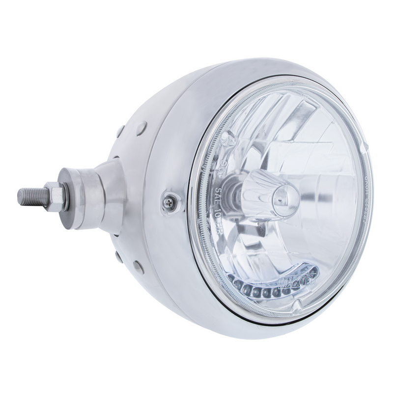 SS Guide 682-C Style Headlight Assembly W/Crystal Lens & 10 LEDs Position Light - L/H (Horizontal Mount)