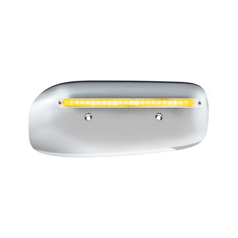 24 LED GloLight Rear Headlight Housing Cover For 2008-2023 Peterbilt 389 (Passenger)- Amber LED/Clear Lens