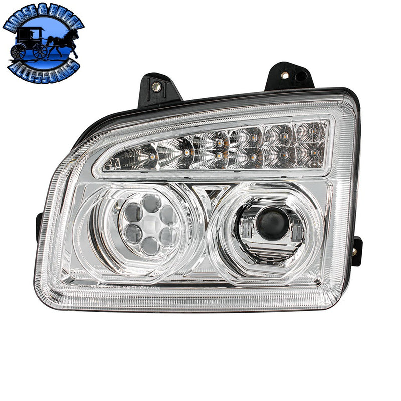 11 LED Headlight For 2015-2024 Kenworth T880 (Choose Side) (Choose Color) Headlight Driver / Chrome,Driver / Black,Passenger / Chrome,Passenger / Black Gray