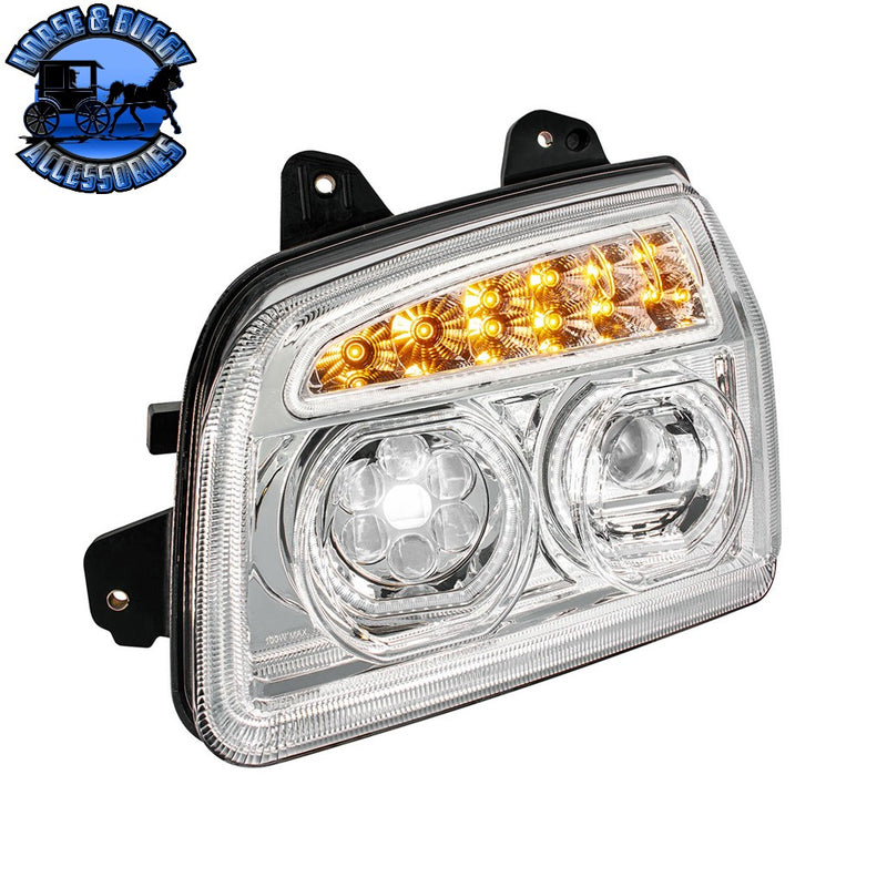 11 LED Headlight For 2015-2024 Kenworth T880 (Choose Side) (Choose Color) Headlight Driver / Chrome,Driver / Black,Passenger / Chrome,Passenger / Black Light Gray