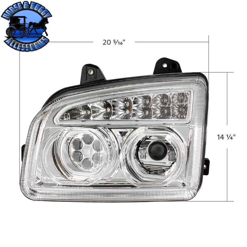 11 LED Headlight For 2015-2024 Kenworth T880 (Choose Side) (Choose Color) Headlight Driver / Chrome,Driver / Black,Passenger / Chrome,Passenger / Black Gray