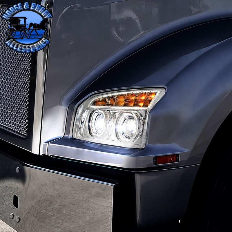 11 LED Headlight For 2015-2024 Kenworth T880 (Choose Side) (Choose Color) Headlight Driver / Chrome,Driver / Black,Passenger / Chrome,Passenger / Black Dark Slate Gray