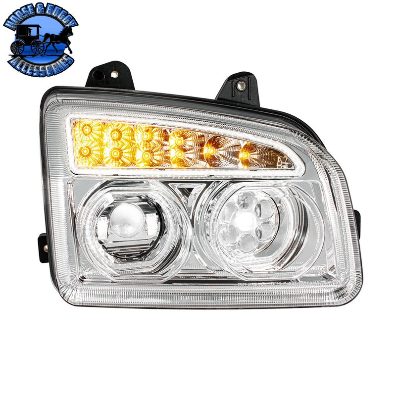 11 LED Headlight For 2015-2024 Kenworth T880 (Choose Side) (Choose Color) Headlight Passenger / Chrome Light Gray
