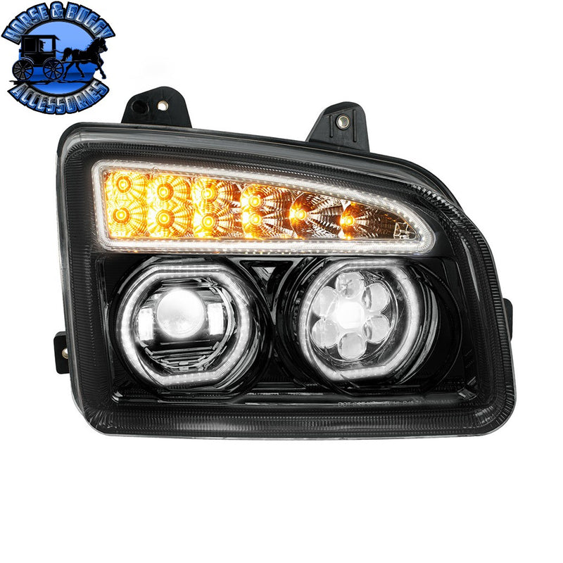 11 LED Headlight For 2015-2024 Kenworth T880 (Choose Side) (Choose Color) Headlight Passenger / Black Wheat