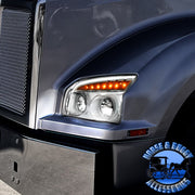 High Power LED Headlight With LED Turn Signal & Light Bar For 2015-2025 Kenworth T880 (Choose Side) (Choose Color) HEADLIGHT Driver / Black,Driver / Chrome,Passenger / Black,Passenger / Chrome Dark Slate Gray