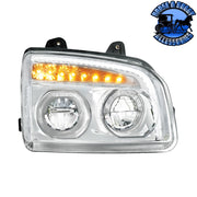 High Power LED Headlight With LED Turn Signal & Light Bar For 2015-2025 Kenworth T880 (Choose Side) (Choose Color) HEADLIGHT Passenger / Chrome Light Gray
