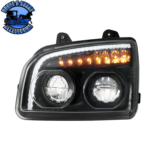 High Power LED Headlight With LED Turn Signal & Light Bar For 2015-2025 Kenworth T880 (Choose Side) (Choose Color) HEADLIGHT Driver / Black Dark Slate Gray