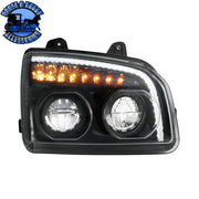 High Power LED Headlight With LED Turn Signal & Light Bar For 2015-2025 Kenworth T880 (Choose Side) (Choose Color) HEADLIGHT Passenger / Black Dark Slate Gray