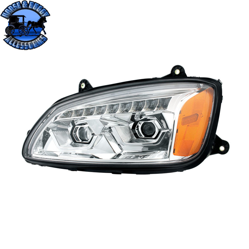 LED Projection Headlight With Sequential Turn Signal For 2008-2017 Kenworth T660 (Choose Side) (Choose Color)