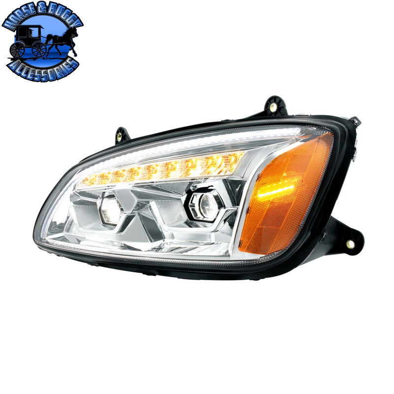 LED Projection Headlight With Sequential Turn Signal For 2008-2017 Kenworth T660 (Choose Side) (Choose Color)