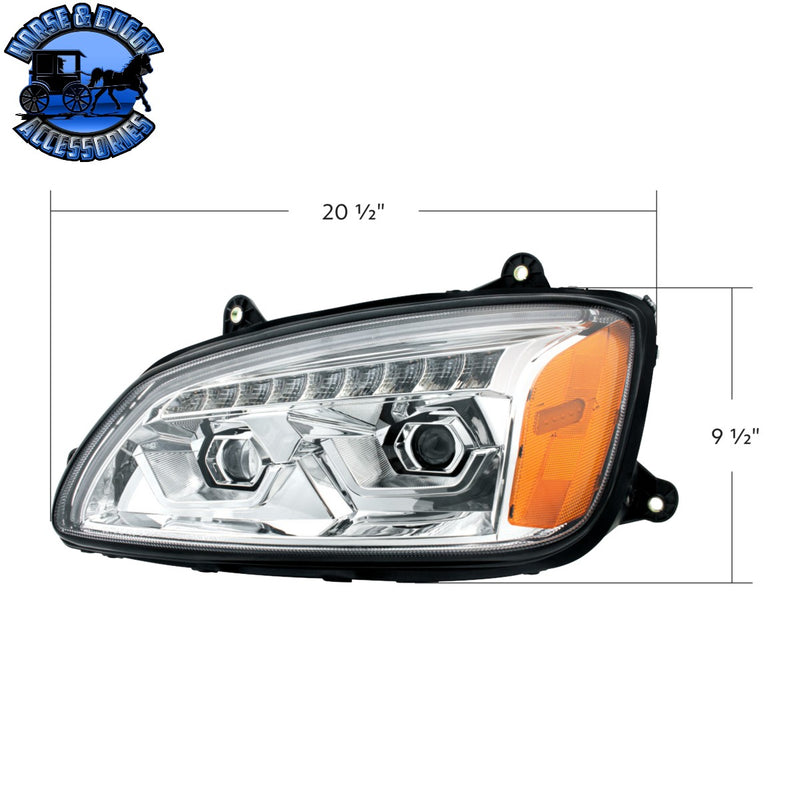 LED Projection Headlight With Sequential Turn Signal For 2008-2017 Kenworth T660 (Choose Side) (Choose Color)