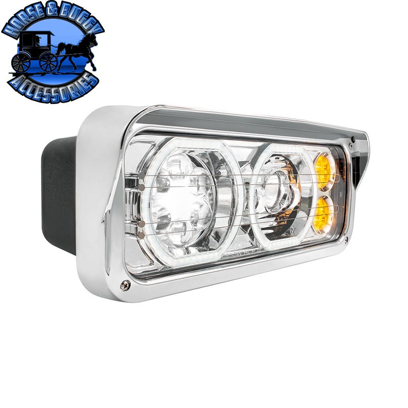 High Power Heated 10 LED Headlight With LED Turn & DRL (Choose Side) (Choose Color) headlight Driver / Black,Driver / Chrome,Passenger / Black,Passenger / Chrome Light Gray