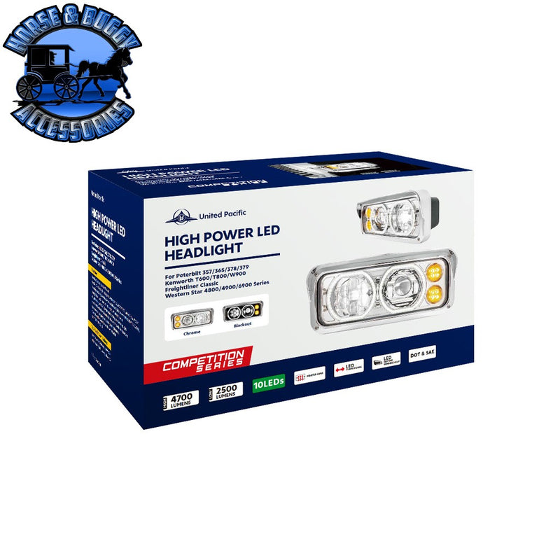 High Power Heated 10 LED Headlight With LED Turn & DRL (Choose Side) (Choose Color) headlight Driver / Black,Driver / Chrome,Passenger / Black,Passenger / Chrome Light Gray