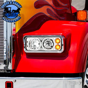 High Power Heated 10 LED Headlight With LED Turn & DRL (Choose Side) (Choose Color) headlight Driver / Black,Driver / Chrome,Passenger / Black,Passenger / Chrome Firebrick