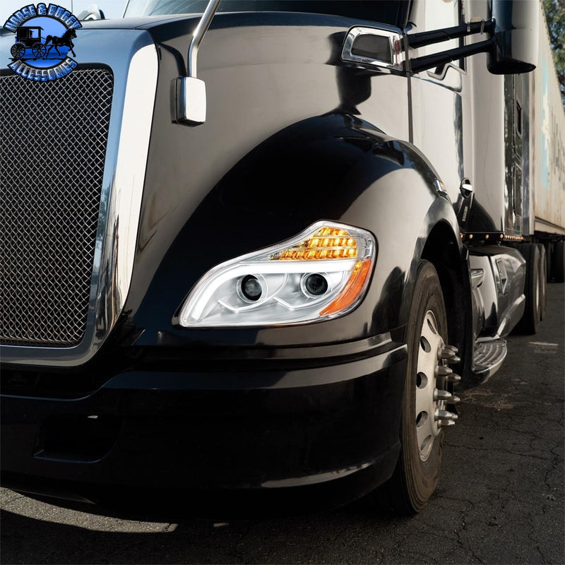 32Chrome 8 LED Projection Headlight For 2013-2021 Kenworth T680-Driver #32904
