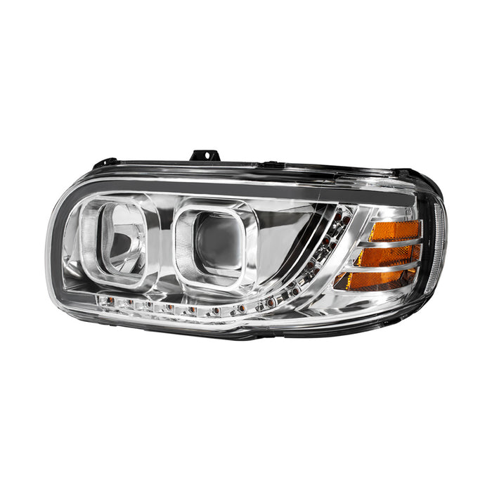 Gray Chrome & Blackout Projection Headlight With LED Turn Signal & Light Bar For 2008-2024 Peterbilt 389 HEADLIGHT driver (chrome),passenger (chrome,driver (blackout),passenger (blackout)