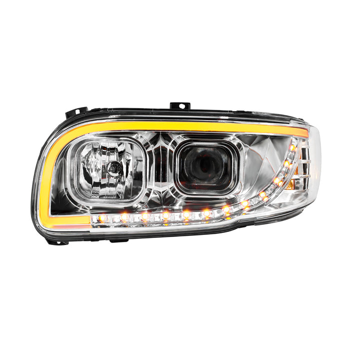 Gray Chrome & Blackout Projection Headlight With LED Turn Signal & Light Bar For 2008-2024 Peterbilt 389 HEADLIGHT driver (chrome),passenger (chrome,driver (blackout),passenger (blackout)