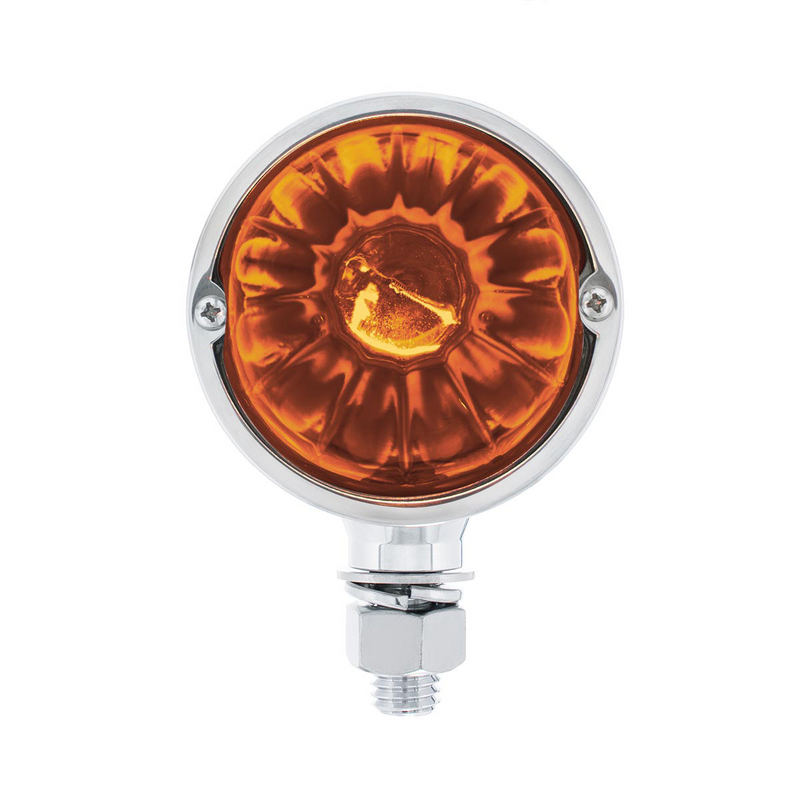 Chrome Double Face Housing With 2 Watermelon Glass Lens - Dark Amber