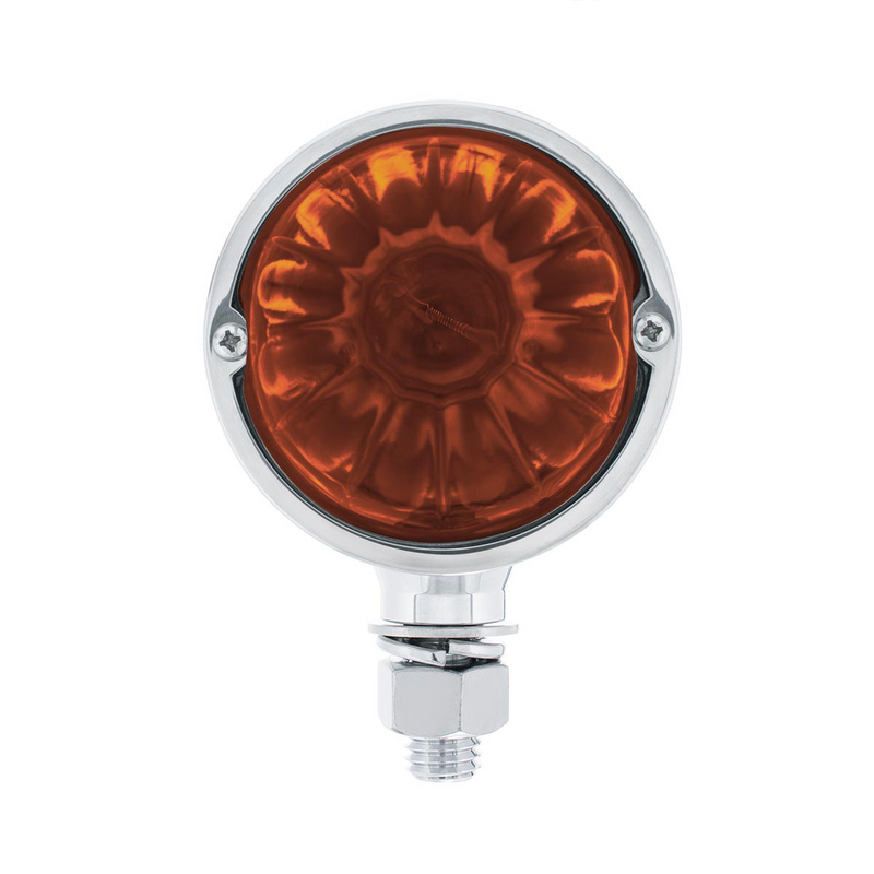 Chrome Double Face Housing With 2 Watermelon Glass Lens - Dark Amber