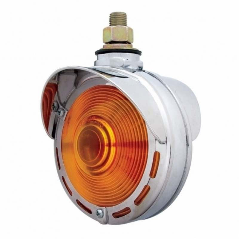 Double Face Turn Signal Light With Up-Side Down Visor - Amber Lens