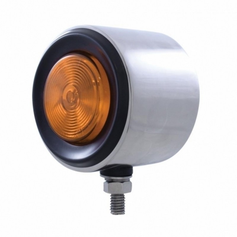 UP-33166 2" Stainless Double Face With 2" Lights & Grommets - Amber & Red Lens