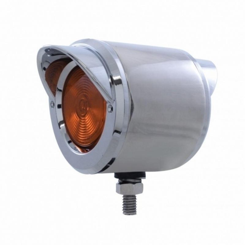 UP-33168 2" Stainless Double Face With 2" Lights & Visors - Amber & Red Lens