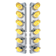 UP-33915 SS Front Air Cleaner Bracket With 12X 11 LED Watermelon Lights & Visors For Peterbilt-Amber LED/Clear Lens
