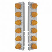 UP-33920 SS Front Air Cleaner Bracket With 12X 11 LED Watermelon Lights & Bezels For Peterbilt-Amber LED & Lens