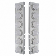 UP-33921 SS Front Air Cleaner Bracket With 12X 11 LED Watermelon Lights & Bezels For Peterbilt-Amber LED/Clear Lens