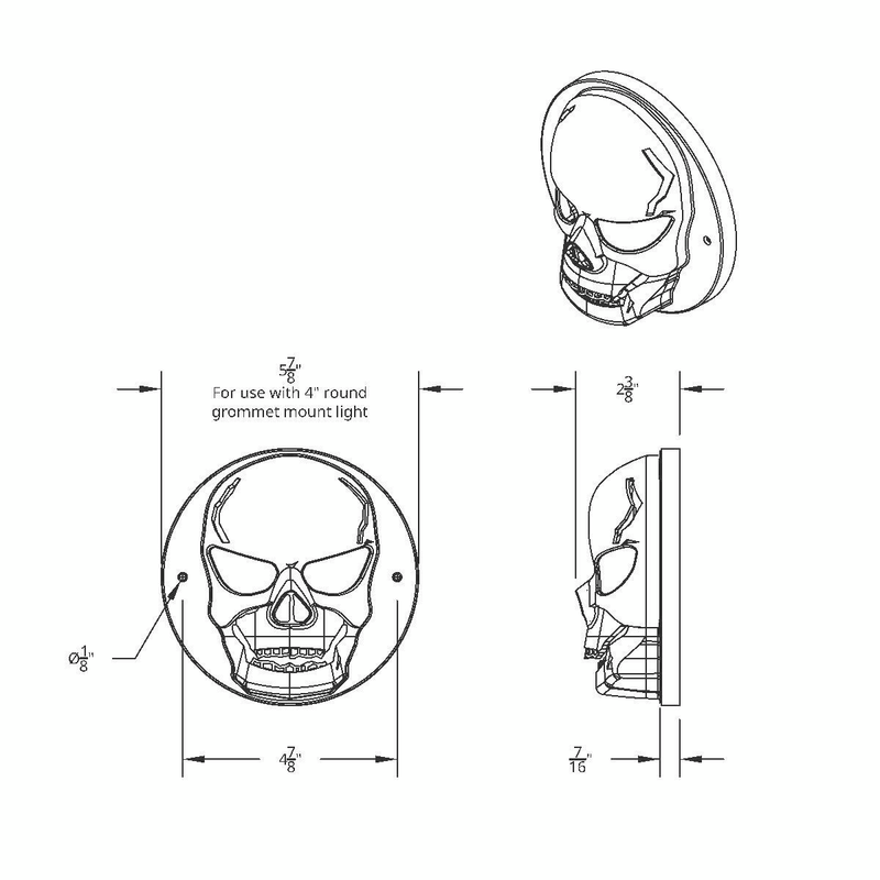 Chrome Plastic Skull Light Cover For 4  Round Grommet Mount Light