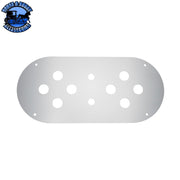 UP-34026 Stainless Steel Above Door Dome Light Plate With 8 x 3/4" Mini Light Cutouts For Kenworth & Peterbilt Trucks Dome Light Plate Light Gray