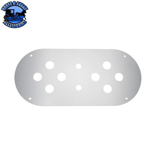 UP-34026 Stainless Steel Above Door Dome Light Plate With 8 x 3/4" Mini Light Cutouts For Kenworth & Peterbilt Trucks Dome Light Plate Light Gray