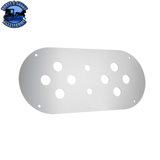 UP-34026 Stainless Steel Above Door Dome Light Plate With 8 x 3/4" Mini Light Cutouts For Kenworth & Peterbilt Trucks Dome Light Plate Light Gray