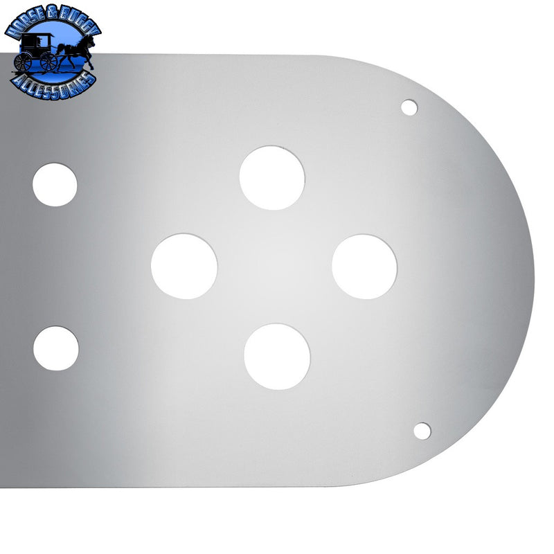 UP-34026 Stainless Steel Above Door Dome Light Plate With 8 x 3/4" Mini Light Cutouts For Kenworth & Peterbilt Trucks Dome Light Plate Gray