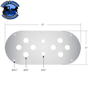 UP-34026 Stainless Steel Above Door Dome Light Plate With 8 x 3/4" Mini Light Cutouts For Kenworth & Peterbilt Trucks Dome Light Plate Light Gray