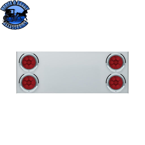 UP-34150 33-3/4" Stainless Rear Center Panel With Four 7 LED 4" Light & Bezel (No LP Holes)- Red LED/Red Lens - CS REAR CENTER PANEL Light Gray