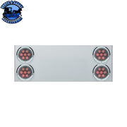 33-3/4" Stainless Rear Center Panel With Four 7 LED 4" Light & Bezel (No LP Holes)- Red LED/Clear Lens - CS REAR CENTER PANEL Light Gray